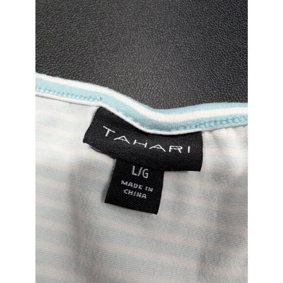 Tahari Sleeveless Blue and White Striped Tank Women's L - Picture 3 of 5